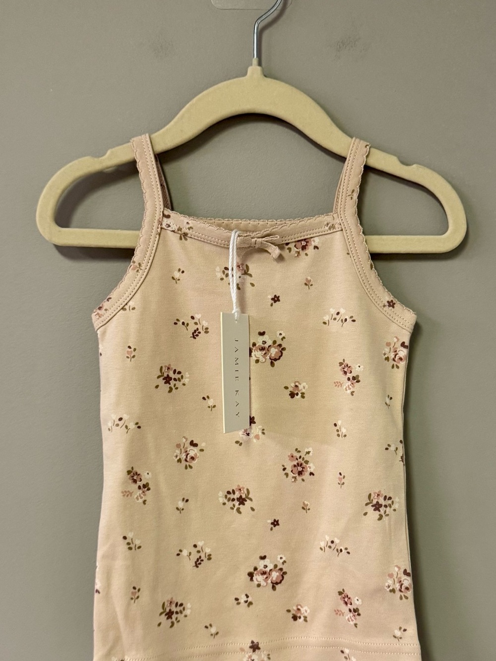 Jamie Kay Beige Floral Tank Dress with Mauve and Brown Flowers